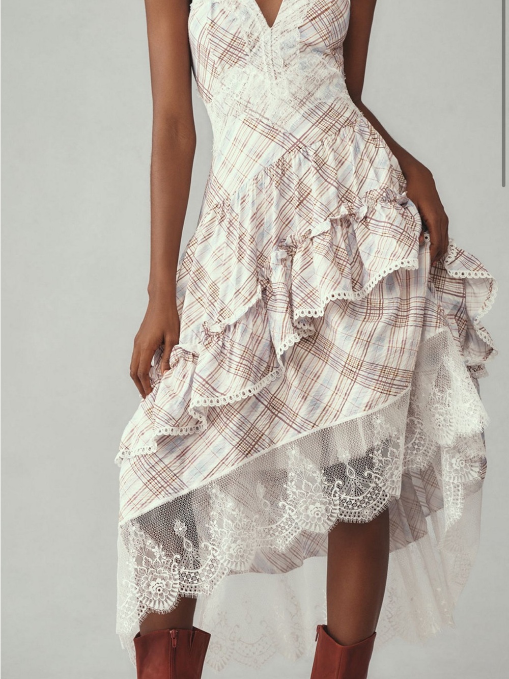 Asymmetrical Ruffle Tiered Midi - Size M
